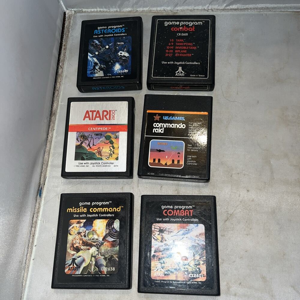 6 Vintage Atari Shooting War Game Cartridges
